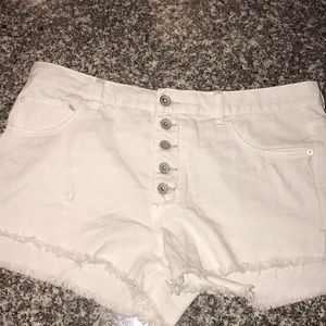Free people white distressed Jean shorts